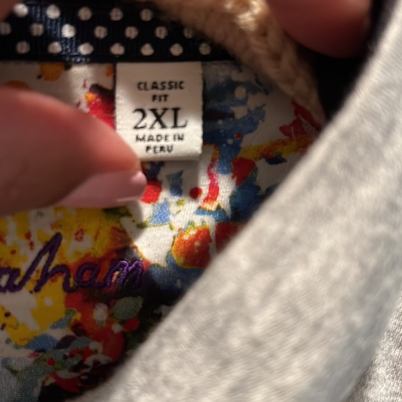 Men’s full zip Robert Graham. Lightweight, soft. Grey. 2XL. Great condition! - Picture 3 of 4